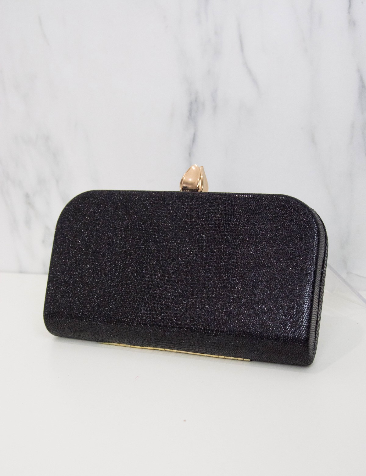Γυναικείος μαύρος φάκελος Hardcase Clutch ιριδίζον 10926B φωτογραφία